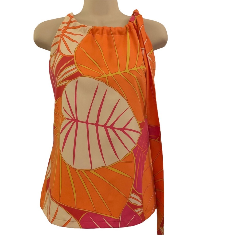 Molly B Tropical Leaf Print Side Tie Halter Top Size 4